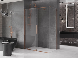 Mexen Velar cabine de douche coulissante 140 x 75 cm, transparent, or rose - 871-140-075-01-60