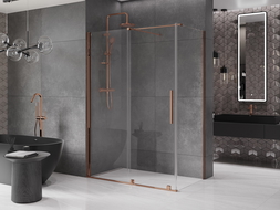Mexen Velar cabine de douche coulissante 140 x 85 cm, transparent, or rose - 871-140-085-01-60