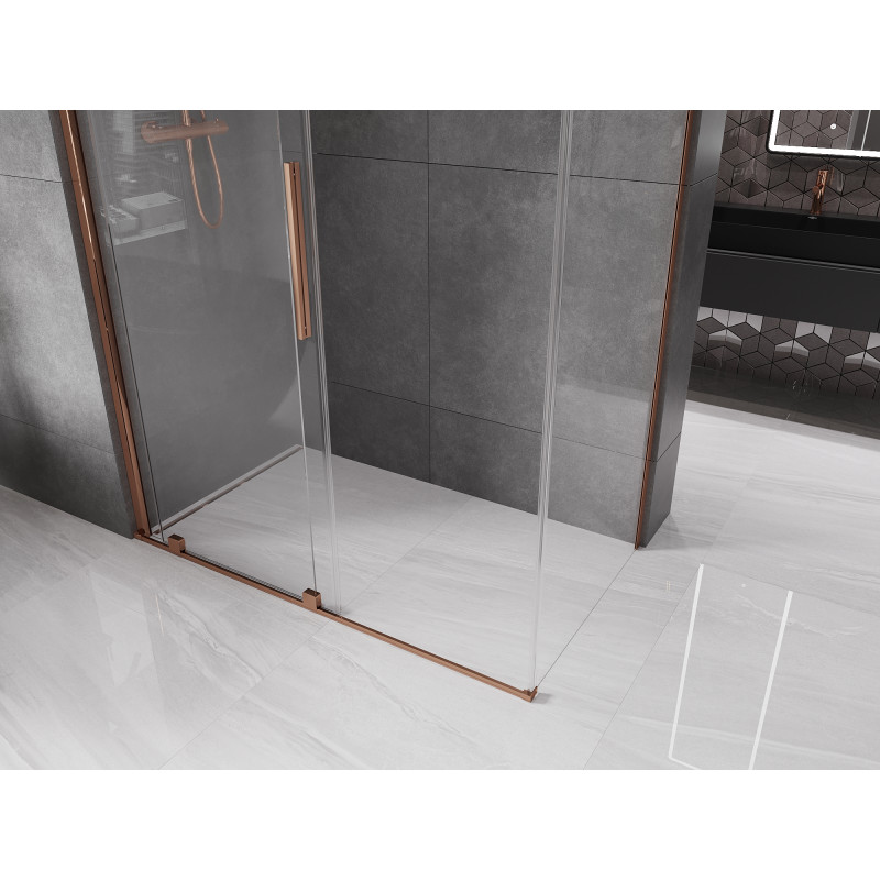 Mexen Velar cabine de douche coulissante 150 x 70 cm, transparent, or rose - 871-150-070-01-60