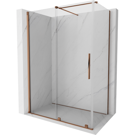 Mexen Velar cabine de douche coulissante 150 x 80 cm, transparente, or rose - 871-150-080-01-60