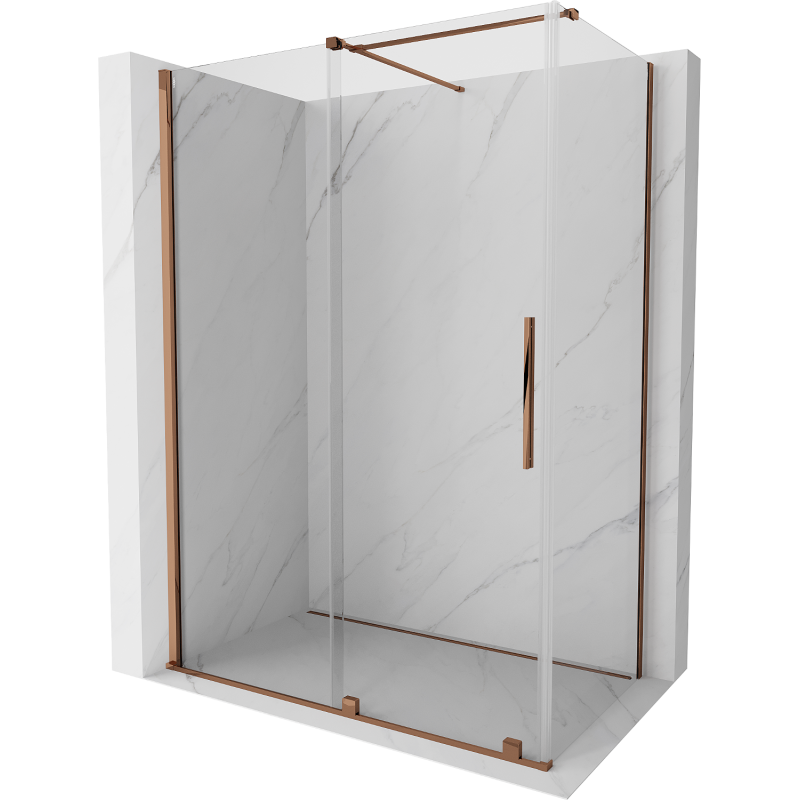 Mexen Velar cabine de douche coulissante 150 x 85 cm, transparente, or rose - 871-150-085-01-60