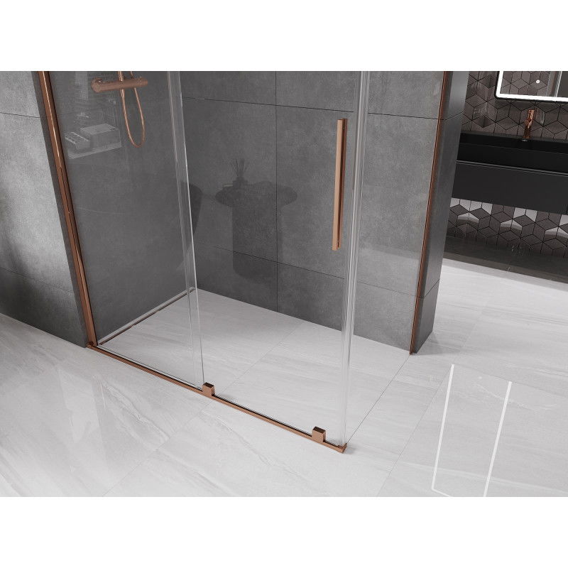 Mexen Velar cabine de douche coulissante 150 x 85 cm, transparente, or rose - 871-150-085-01-60