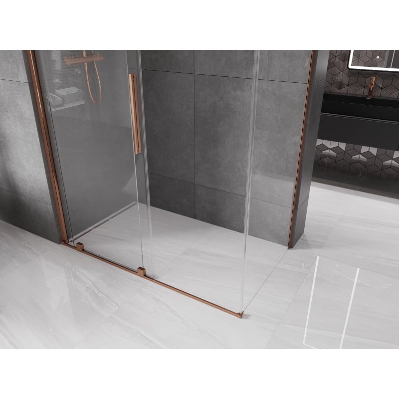 Mexen Velar cabine de douche coulissante 160 x 70 cm, transparent, or rose - 871-160-070-01-60