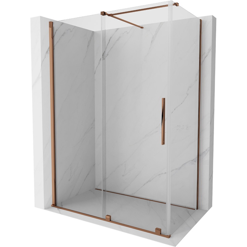 Mexen Velar cabine de douche coulissante 160 x 75 cm, transparente, or rose - 871-160-075-01-60