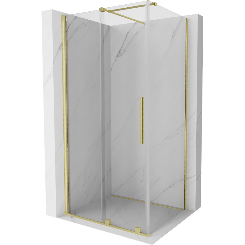 Mexen Velar cabine de douche coulissante 90 x 70 cm, transparente, or brossé - 871-090-070-01-55