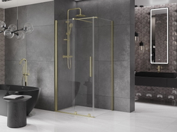 Mexen Velar cabine de douche coulissante 100 x 70 cm, transparente, dorée brossée - 871-100-070-01-55