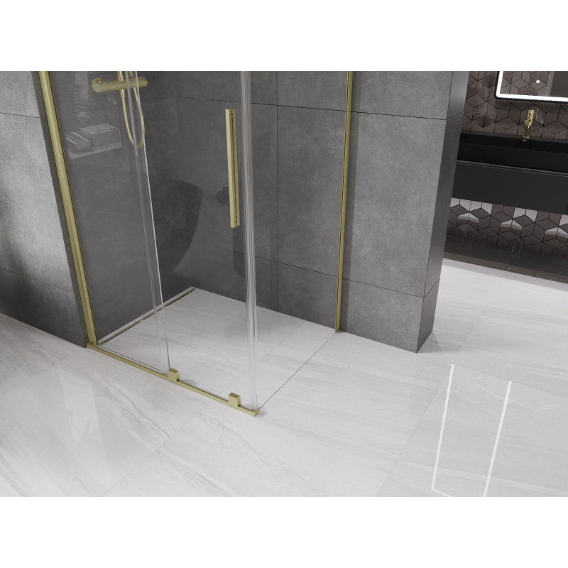 Mexen Velar cabine de douche coulissante 140 x 100 cm, transparent, or brossé - 871-140-100-01-55