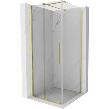 Mexen Velar cabine de douche coulissante 90 x 90 cm, transparent, or brossé - 871-090-090-01-55
