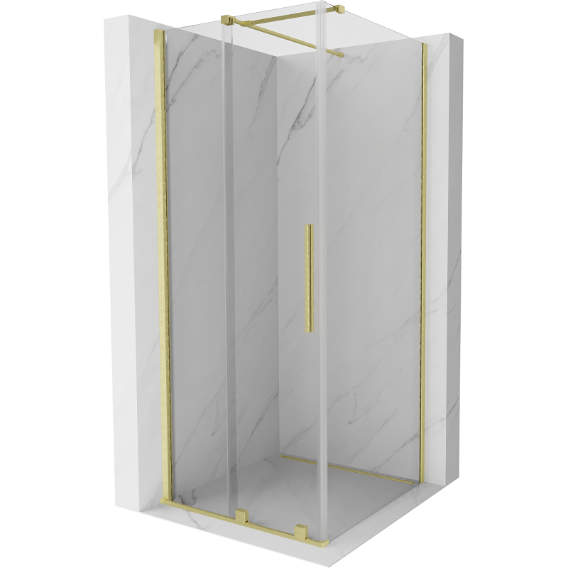 Cabine de douche coulissante Mexen Velar 100 x 100 cm, transparent, or brossé - 871-100-100-01-55