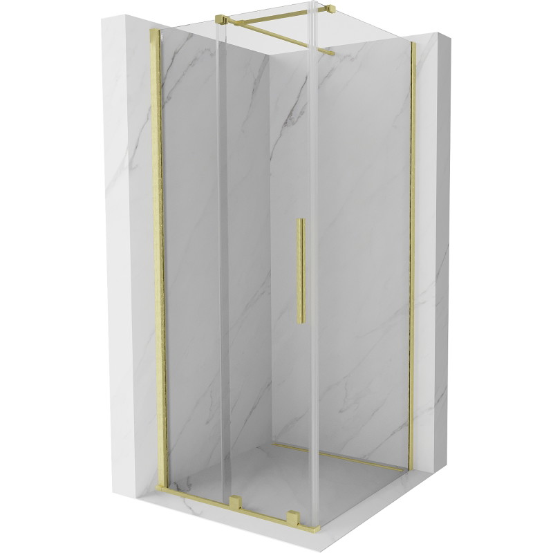 Mexen Velar cabine de douche coulissante 100 x 100 cm, transparent, or brossé - 871-100-100-01-55