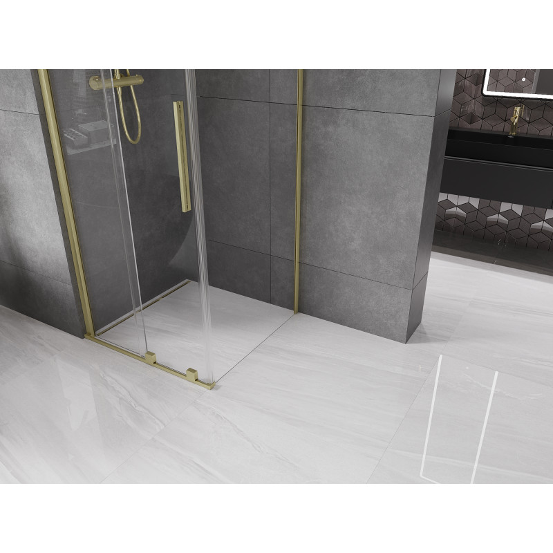 Mexen Velar cabine de douche coulissante 110 x 110 cm, transparent, or brossé - 871-110-110-01-55
