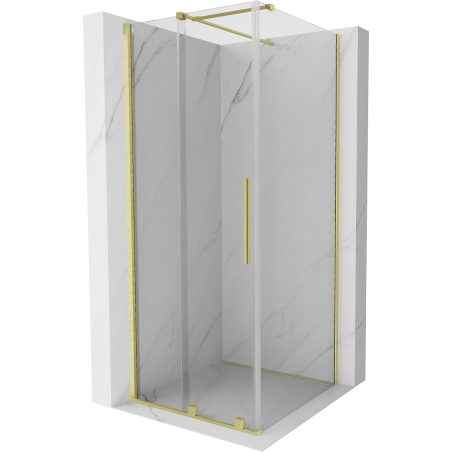 Mexen Velar cabine de douche coulissante 120 x 120 cm, transparent, or brossé - 871-120-120-01-55