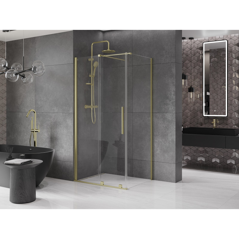 Mexen Velar cabine de douche coulissante 130 x 80 cm, transparente, or brossé - 871-130-080-01-55
