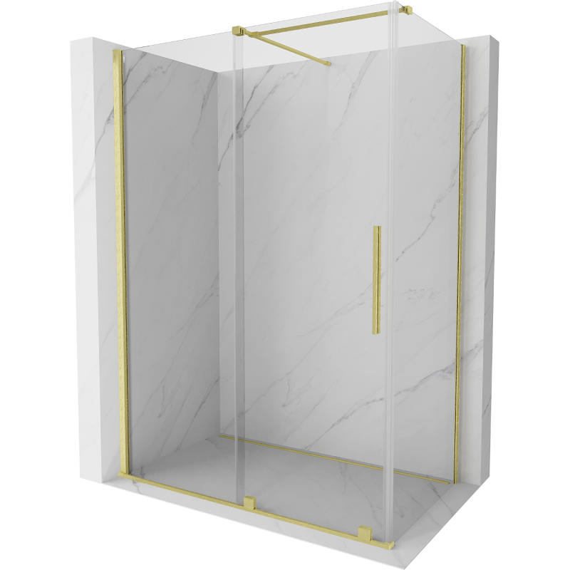 Mexen Velar cabine de douche coulissante 140 x 75 cm, transparent, or brossé - 871-140-075-01-55