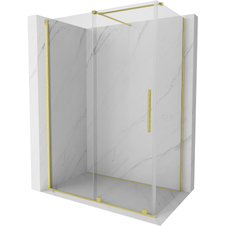 Mexen Velar cabine de douche coulissante 140 x 75 cm, transparent, or brossé - 871-140-075-01-55