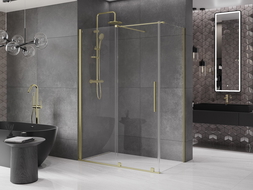 Mexen Velar paroi de douche coulissante 140 x 75 cm, transparent, or brossé - 871-140-075-01-55