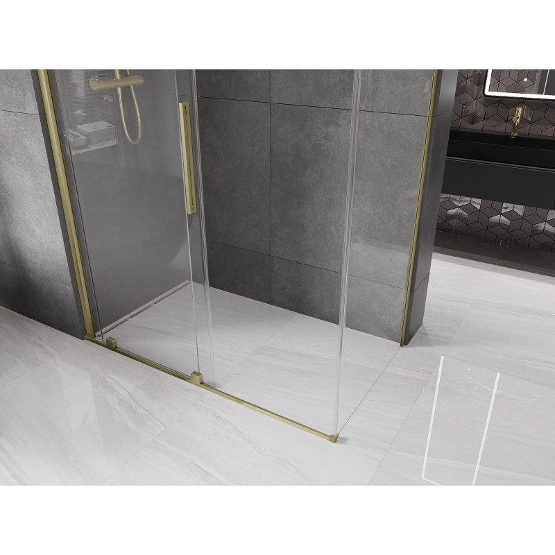 Mexen Velar cabine de douche coulissante 160 x 80 cm, transparent, or brossé - 871-160-080-01-55