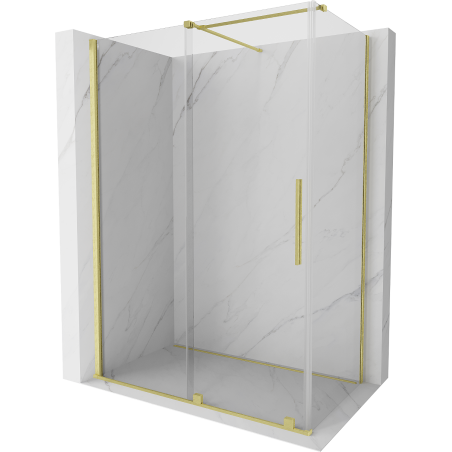Mexen Velar cabine de douche coulissante 160 x 90 cm, transparent, or brossé - 871-160-090-01-55