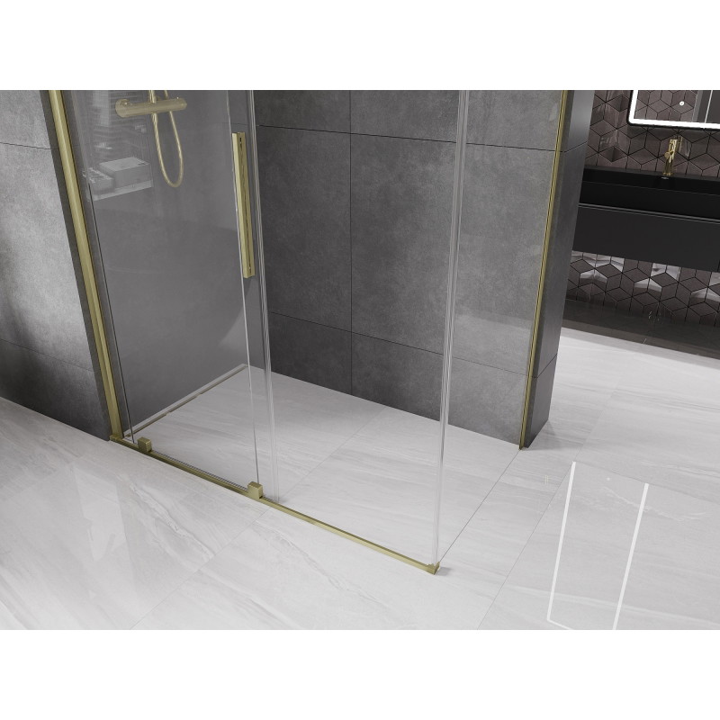 Mexen Velar cabine de douche coulissante 160 x 90 cm, transparente, or brossé - 871-160-090-01-55