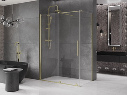 Mexen Velar cabine de douche coulissante 160 x 90 cm, transparent, or brossé - 871-160-090-01-55