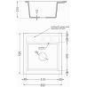 Mexen Vito évier en granit 1 bac 520 x 490 mm, noir/métallisé argent, siphon chromé - 6503521000-73
