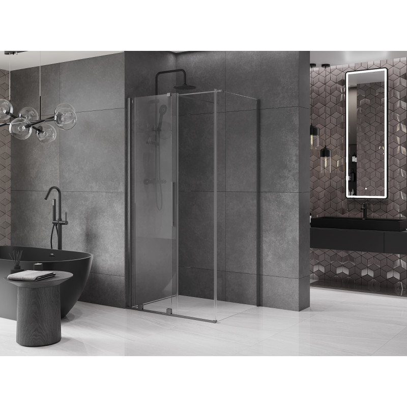Mexen Velar cabine de douche coulissante 90 x 75 cm, transparent, gris pistolet brossé - 871-090-075-01-66