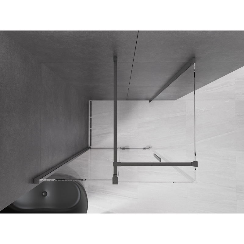Mexen Velar cabine de douche coulissante 90 x 75 cm, transparent, gris pistolet brossé - 871-090-075-01-66