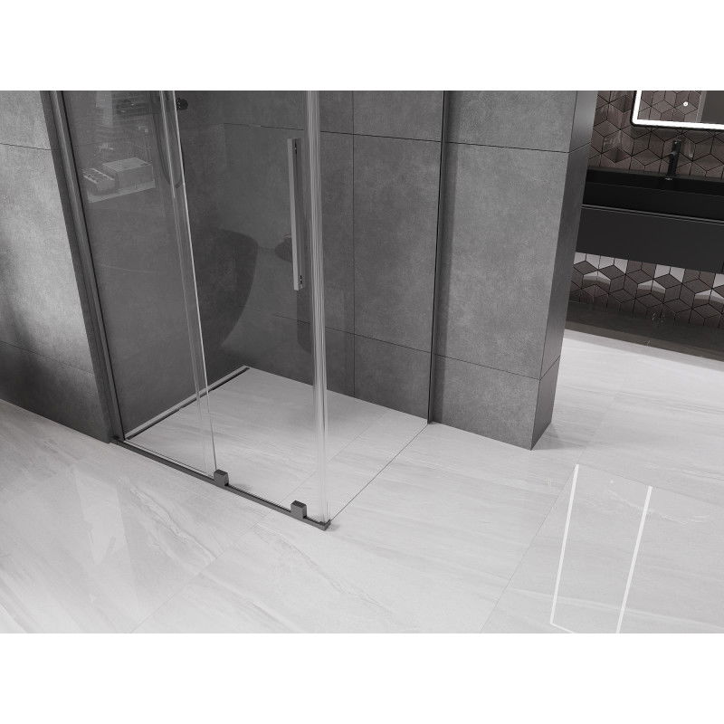 Mexen Velar cabine de douche coulissante 100 x 75 cm, transparente, gris canon brossé - 871-100-075-01-66