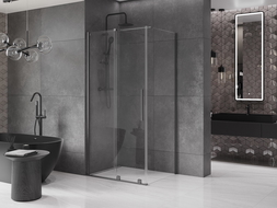 Cabine de douche coulissante Mexen Velar 100 x 120 cm, transparent, gris fusil brossé - 871-100-120-01-66