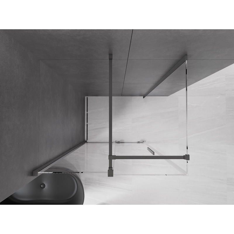 Mexen Velar cabine de douche coulissante 130 x 90 cm, transparente, gris canon brossé - 871-130-090-01-66
