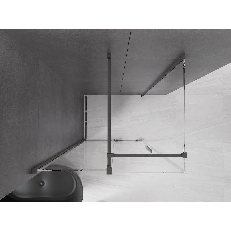 Mexen Velar cabine de douche coulissante 140 x 100 cm, transparent, gris canon brossé - 871-140-100-01-66