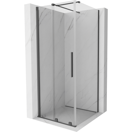 Mexen Velar cabine de douche coulissante 90 x 90 cm, transparent, gris gun brossé - 871-090-090-01-66