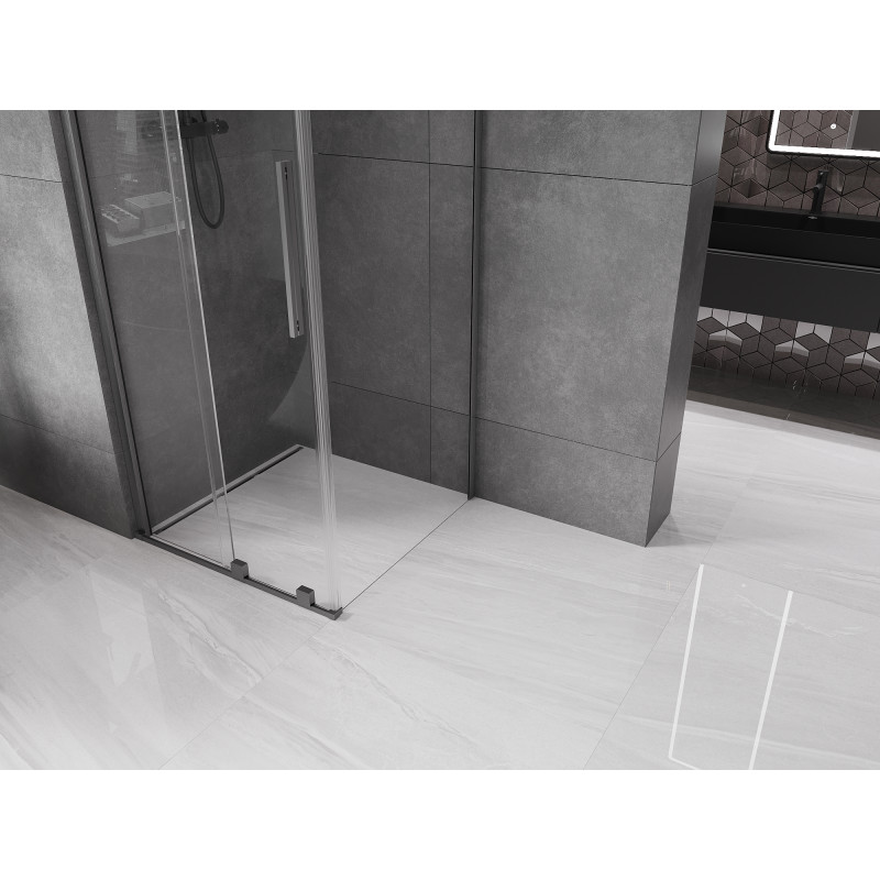 Mexen Velar cabine de douche coulissante 100 x 100 cm, transparente, gris canon brossé - 871-100-100-01-66