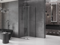 Mexen Velar cabine de douche coulissante 100 x 100 cm, transparente, gris canon brossé - 871-100-100-01-66