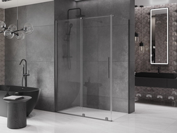 Cabine de douche coulissante Mexen Velar 140 x 70 cm, transparent, gris canon brossé - 871-140-070-01-66