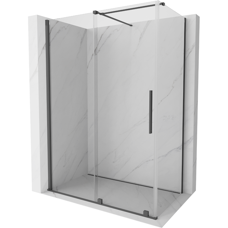 Mexen Velar cabine de douche coulissante 140 x 75 cm, transparent, gris pistolet brossé - 871-140-075-01-66
