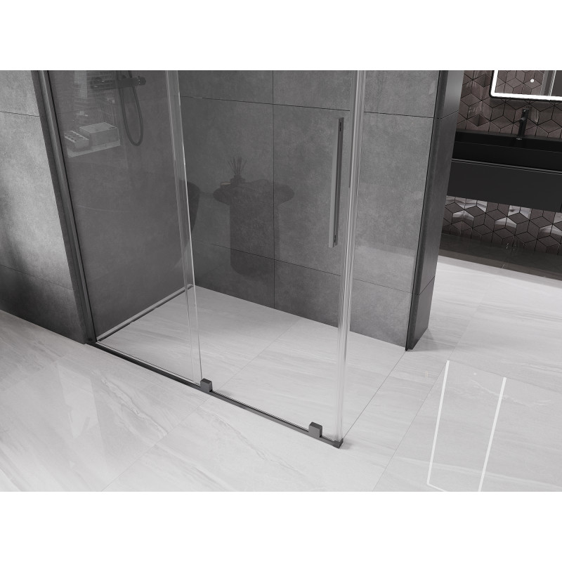 Mexen Velar cabine de douche coulissante 140 x 80 cm, transparent, gris canon brossé - 871-140-080-01-66