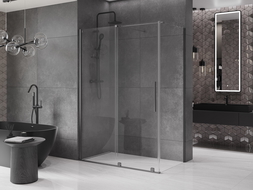 Mexen Velar cabine de douche coulissante 140 x 80 cm, transparent, gris canon brossé - 871-140-080-01-66