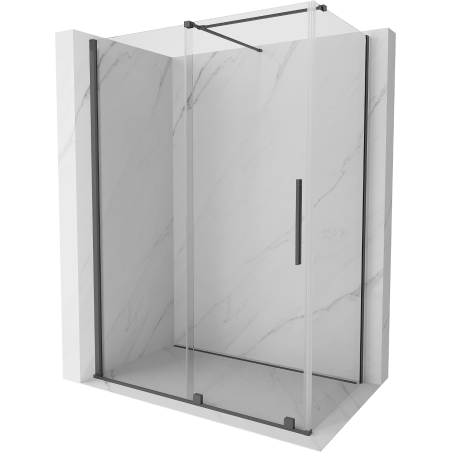 Cabine de douche coulissante Mexen Velar 160 x 70 cm, transparent, gris canon brossé - 871-160-070-01-66