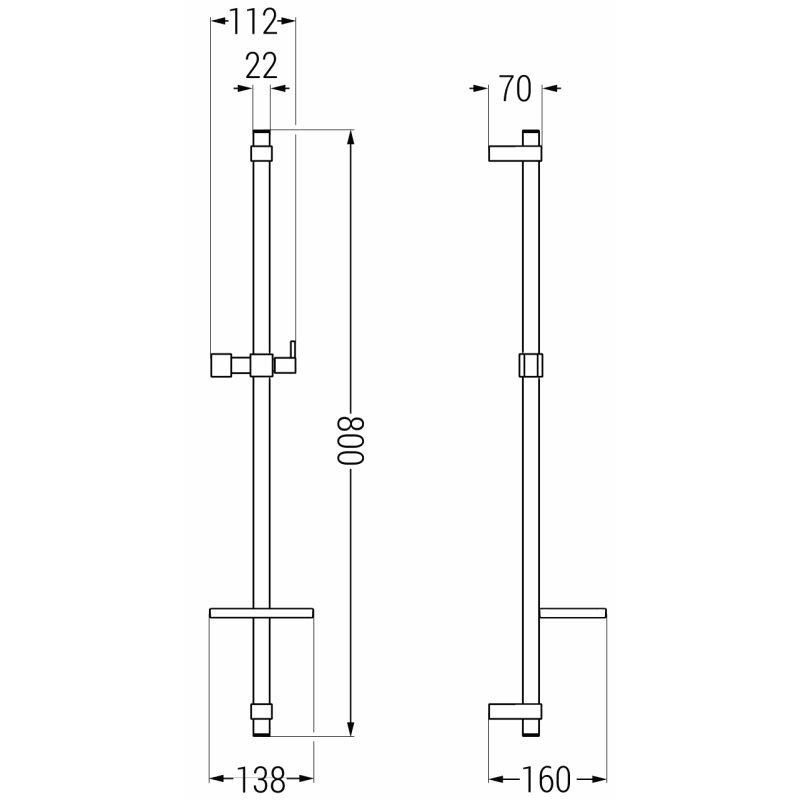 Mexen DQ barre de douche avec porte-savon 80 cm, blanc - 79381-20