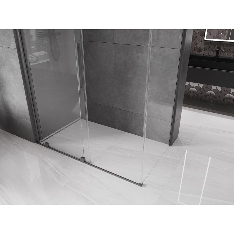 Mexen Velar cabine de douche coulissante 160 x 75 cm, transparent, gris canon brossé - 871-160-075-01-66
