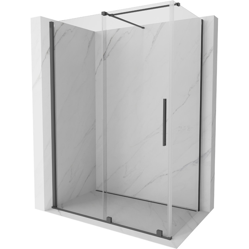 Mexen Velar cabine de douche coulissante 160 x 85 cm, transparent, gris canon brossé - 871-160-085-01-66
