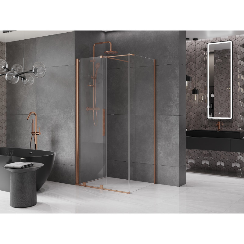 Mexen Velar cabine de douche coulissante 90 x 75 cm, transparent, cuivre brossé - 871-090-075-01-65