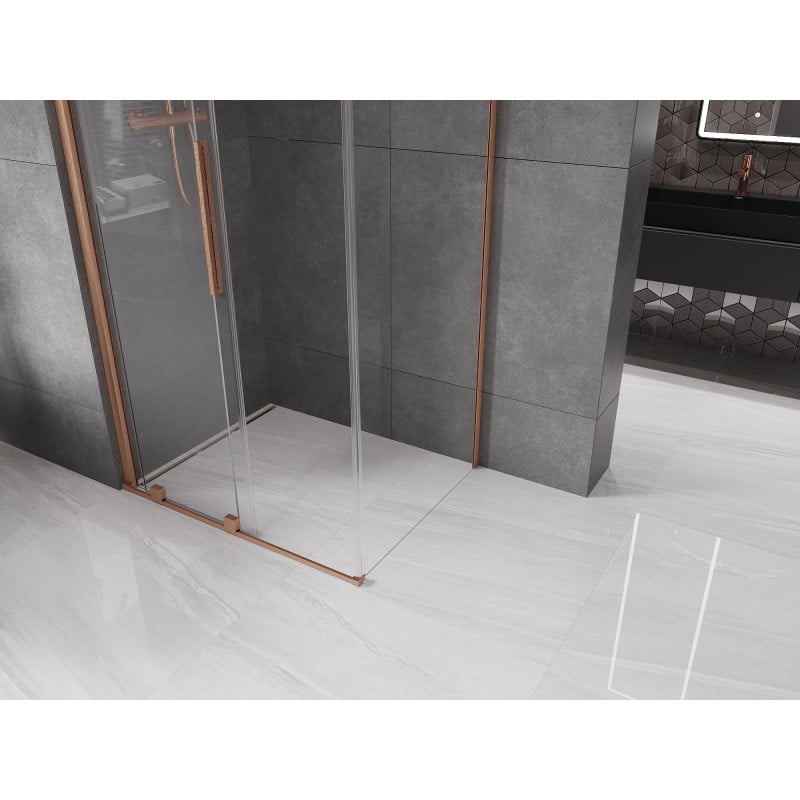 Mexen Velar cabine de douche coulissante 90 x 100 cm, transparent, cuivre brossé - 871-090-100-01-65