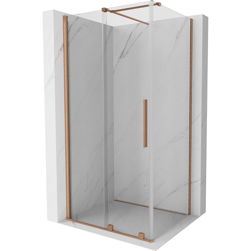 Mexen Velar cabine de douche coulissante 100 x 110 cm, transparente, cuivre brossé - 871-100-110-01-65