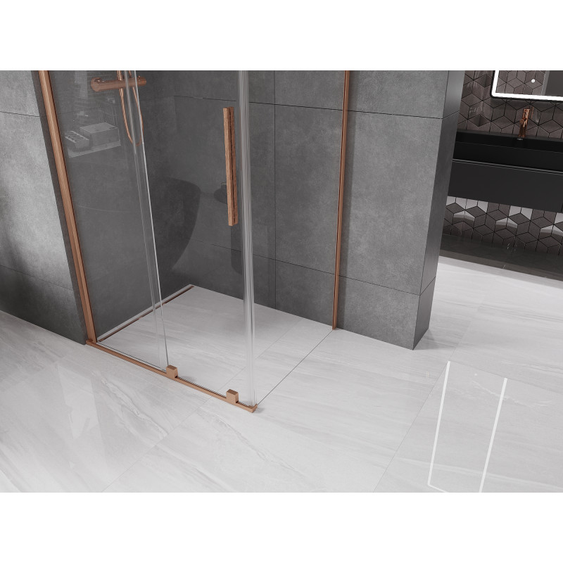 Mexen Velar cabine de douche coulissante 100 x 110 cm, transparent, cuivre brossé - 871-100-110-01-65