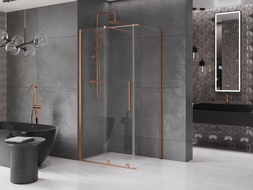 Mexen Velar cabine de douche coulissante 100 x 110 cm, transparente, cuivre brossé - 871-100-110-01-65