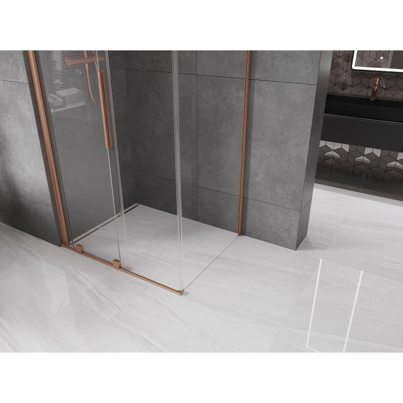 Mexen Velar cabine de douche coulissante 110 x 90 cm, transparent, cuivre brossé - 871-110-090-01-65