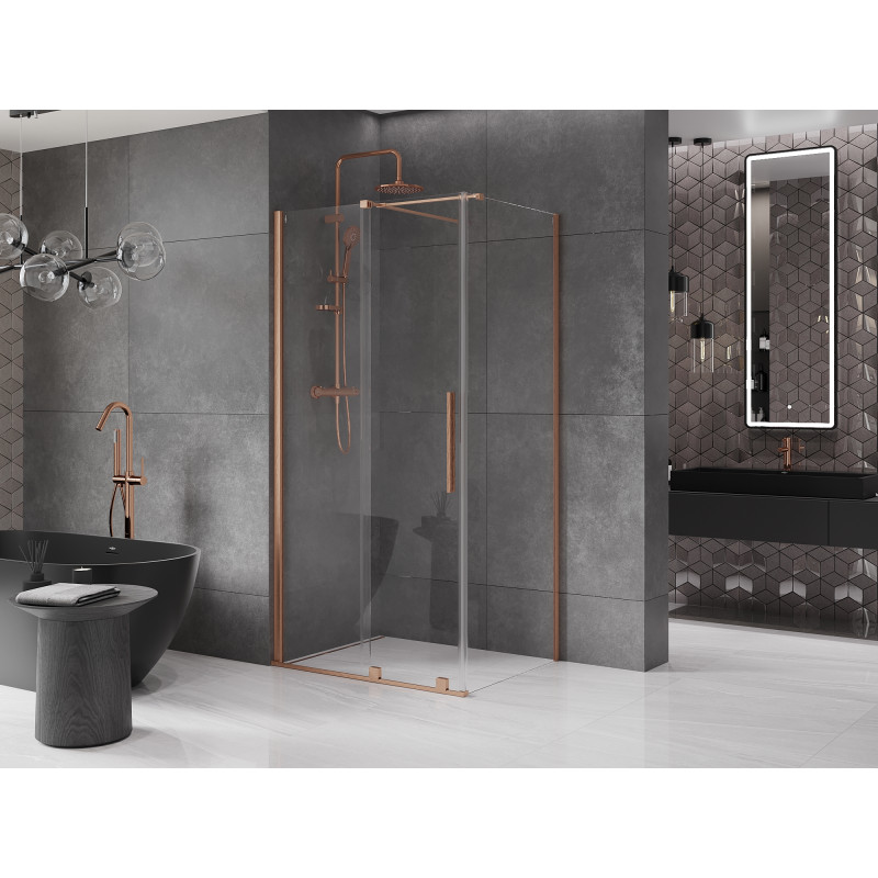 Mexen Velar cabine de douche coulissante 120 x 85 cm, transparent, cuivre brossé - 871-120-085-01-65