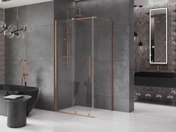 Mexen Velar cabine de douche coulissante 130 x 80 cm, transparent, cuivre brossé - 871-130-080-01-65